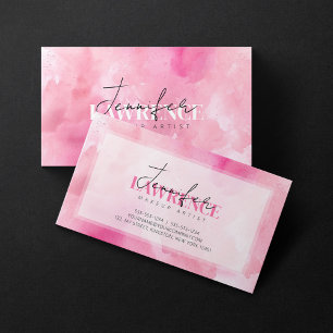Rosa Wasserfarbe-Makeup-Artist-Script-Typografie Visitenkarte