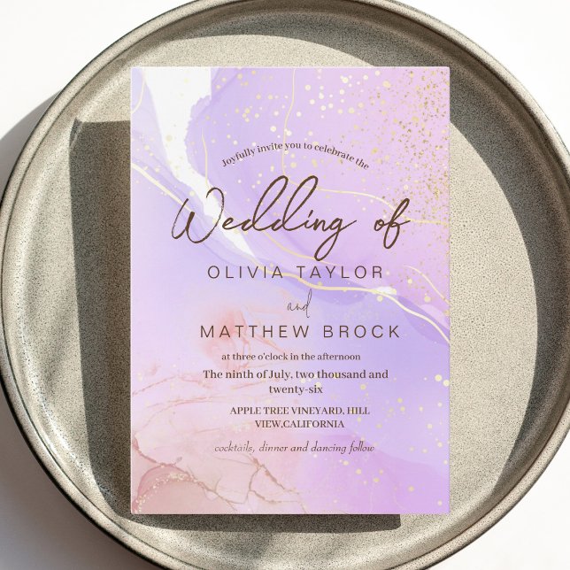 Rosa Wasserfarbe Moderne Elegante Hochzeit Einladung (Von Creator hochgeladen)