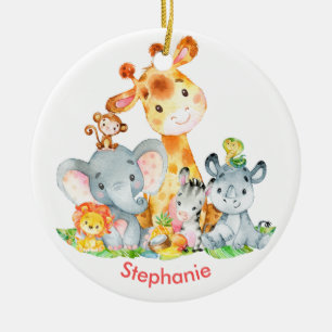Rosa Wasserfarbe Niedlich Safari Jungle Animes Keramik Ornament