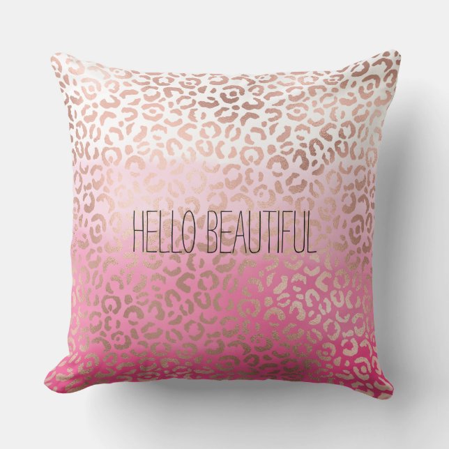 Rosa Wasserfarbe Ombre Leopard Drucken Personalisi Kissen (Vorderseite)
