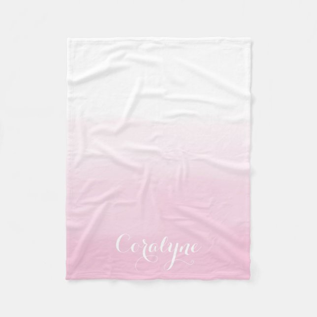 Rosa Wasserfarbe Ombre Personalisiert Fleecedecke (Vorderseite)