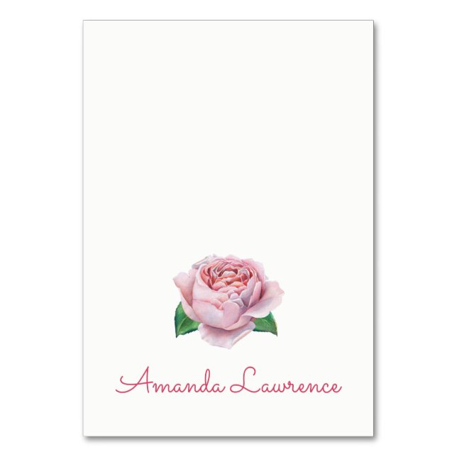 Rosa Wasserfarbe Personalisierte Platzkarten Tischnummer (Vorderseite)