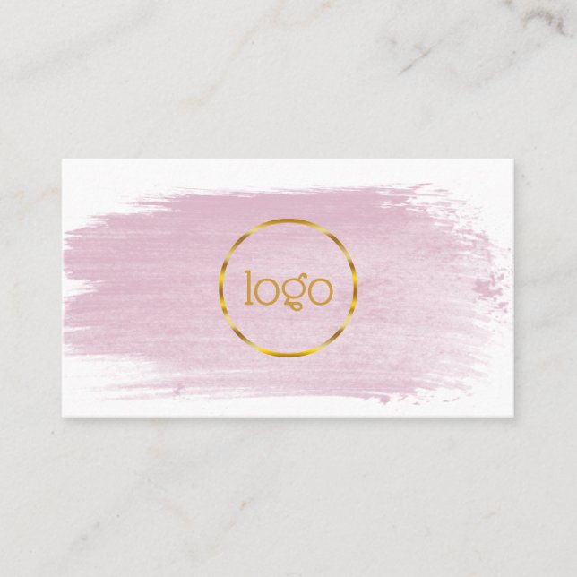 Rosa Wasserfarbe Pinselstrich Gold Ihr Logo-Geschä Visitenkarte (Vorderseite)