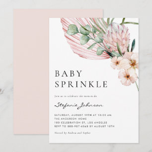 Rosa Wasserfarbe Protea Tropische Baby Sprinkle Ei Einladung