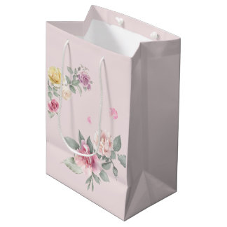 Rosa Wasserfarbe-Rosen-Blumen-Geschenktasche Mittlere Geschenktüte