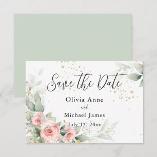 Rosa Wasserfarbe Rosen Save-the-Date-Karte mit ros Save The Date