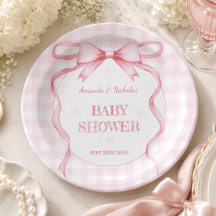 Rosa Wasserfarbe Schleife Gingham Baby Mädchen Dus