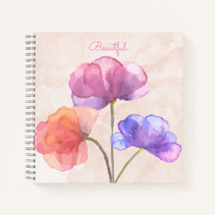Rosa Wasserfarbe Spiral Notizbuch 22cm x 22cm