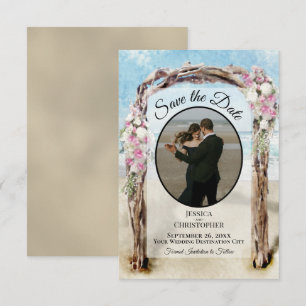 Rosa Wasserfarbe Strandlaube & Foto Hochzeit Save The Date