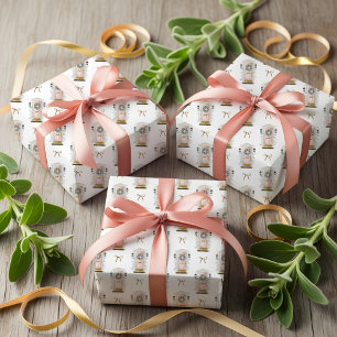 Rosa Wasserfarbe-Türkrone mit Schleife für die Fei Geschenkpapier Set