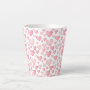 Rosa Wasserfarbe Valentinsherzen Milchtasse