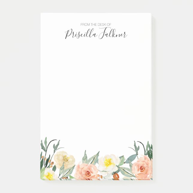 Rosa Wasserfarbe vom Schreibtisch aus Post-it Klebezettel (Vorderseite)