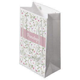 Rosa Wasserfarbe-Wildblumen-Monogramm-Geschenktüte Kleine Geschenktüte