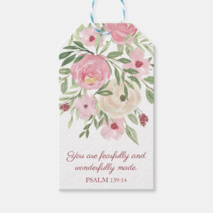 Rosa Wasserfarben-Blumen-Christlich Geschenkanhänger