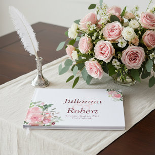 Rosa Wasserfarben-Blumen-Gästebuch Gästebuch
