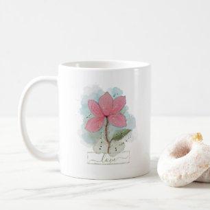 Rosa Wasserfarben-Blumenliebe Kaffeetasse