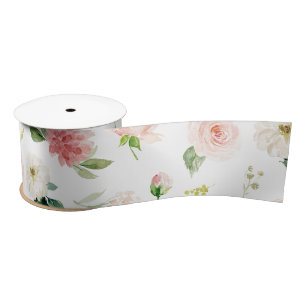 Rosa Wasserfarben-Blumenmuster Satinband