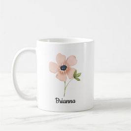 Rosa Wasserfarben-Blumenname Kaffeetasse