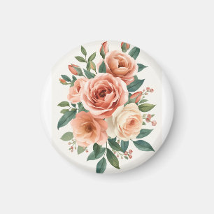 Rosa Wasserfarben-Blumenprint in Rosa Magnet
