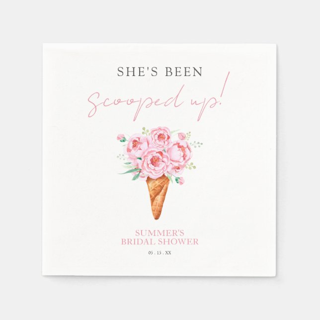 Rosa Wasserfarben-Eiscreme-Brautparty Serviette (Vorderseite)