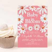 Rosa Wasserfarben-Gänseblümchen-Baby-Mädchen-Party