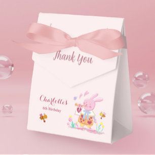 Rosa Wasserfarben-Hasen-Kaninchen-Garten-Mädchen-G Geschenkschachtel