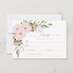 Rosa Wasserfarben-Hochzeits-RSVP-Antwortkarte RSVP Karte