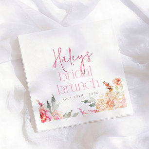 Rosa Wasserfarben-Hochzeitsbrunch Brautparty Serviette