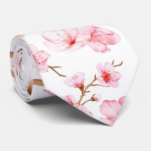 Rosa Wasserfarben-Kirschblüten Krawatte