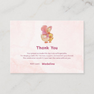 Rosa Wasserfarben Kleines Entlein Mädchen Danke Begleitkarte