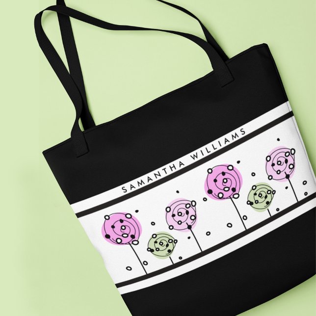 Rosa Wasserfarben-Monogramm mit Blumenmuster Tasche (Von Creator hochgeladen)