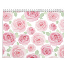 Rosa Wasserfarben-Rosen Künstlerischer Kalender