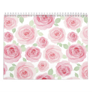 Rosa Wasserfarben-Rosen Künstlerischer Kalender
