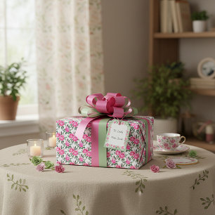 Rosa Wasserfarben-Rosenmuster Geschenkpapier