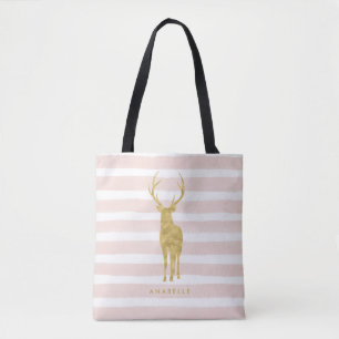 Rosa Wasserfarben Streifen und Imitat Goldtaube Tasche