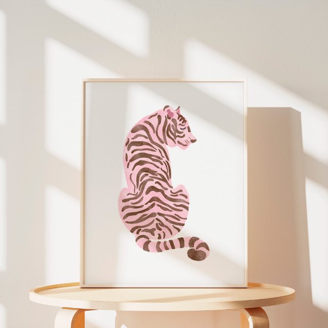 Rosa Wasserfarben-Tiger-Kunst Poster (Von Creator hochgeladen)