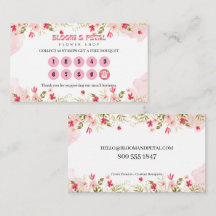 Rosa Wasserfarben-Treuepunktkarte mit Blumenmuster