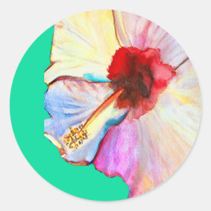 Rosa Wasserfarben-Tulpen-Kunst Runder Aufkleber
