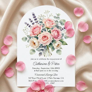 Rosa Wasserfarben-Verlobungsfeier in Rosé Einladung