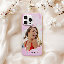 Rosa Wasserfarben-Waschpersonalisiere Fotografie m iPhone 16 Pro Max Hülle