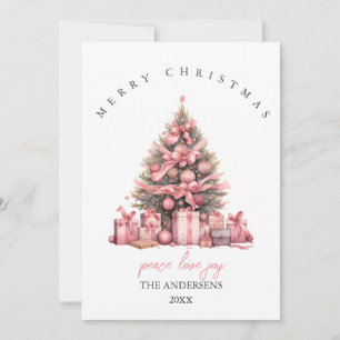 Rosa Wasserfarben-Weihnachtskarte Einladung