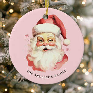 Rosa Wasserfarben-Weihnachtsmann Weihnachten im Vi Keramik Ornament
