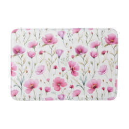 Rosa Wasserfarben-Wildblume Badematte