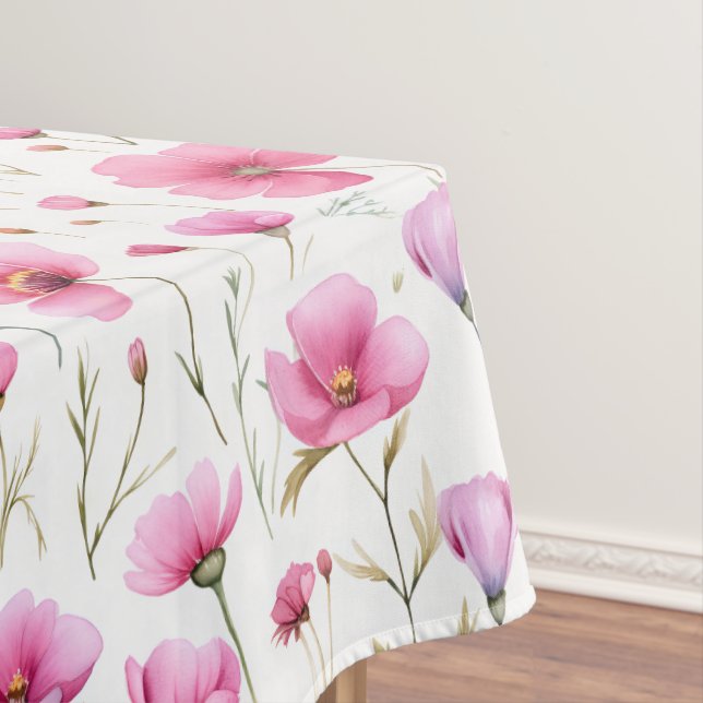 Rosa Wasserfarben-Wildblume  Tischdecke (Beispiel)