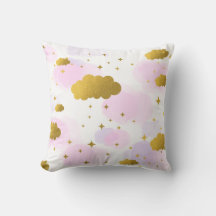Rosa Wasserfarben Wolken Gold Stars Sky