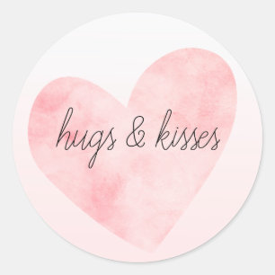Rosa Wasserfarbenherz Runder Aufkleber
