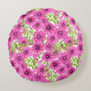 Rosa Wasserfarbenmuster Petunia-Blume Rundes Kissen
