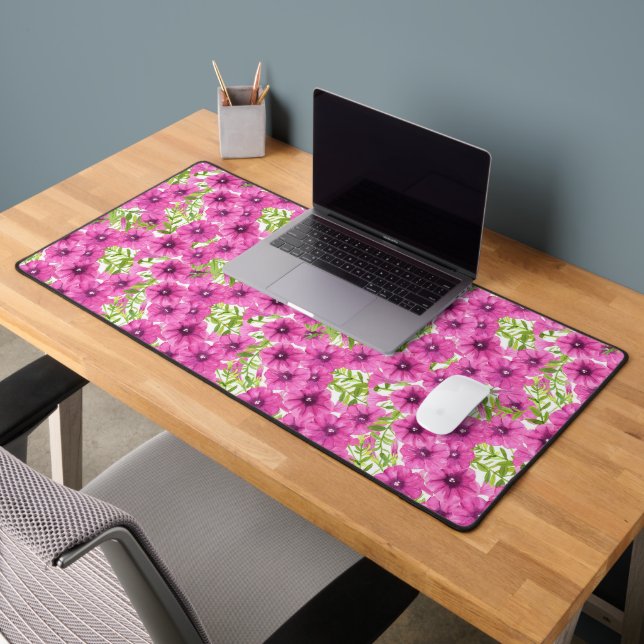 Rosa Wasserfarbenmuster Petunia-Blume Schreibtischunterlage (Büro 2)