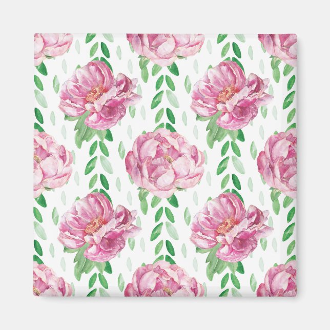 Rosa Wasserfarbenpeonys Magnet (Vorne)