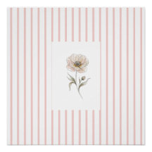 Rosa Wasserfarbenrose Kunstdruck mit rosa gestreif